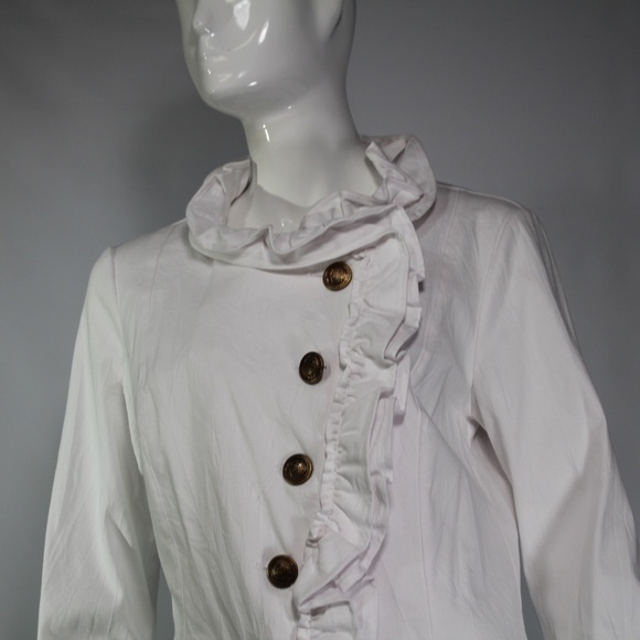 NWT Insight White Military-Style Ruffle Jacket - Picture 2 of 6